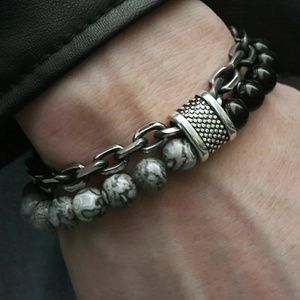 Lava Stone Tigereye Stainless Steel Bracelet